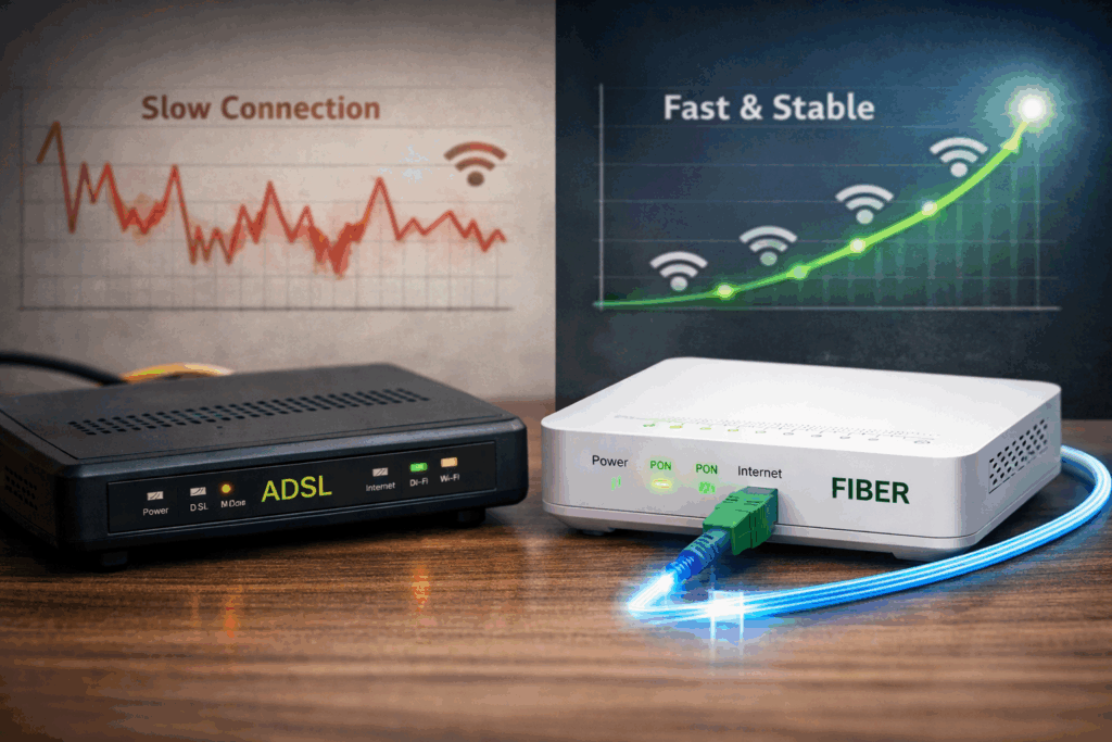 پشتیبانی مودم ADSL از فیبر نوری